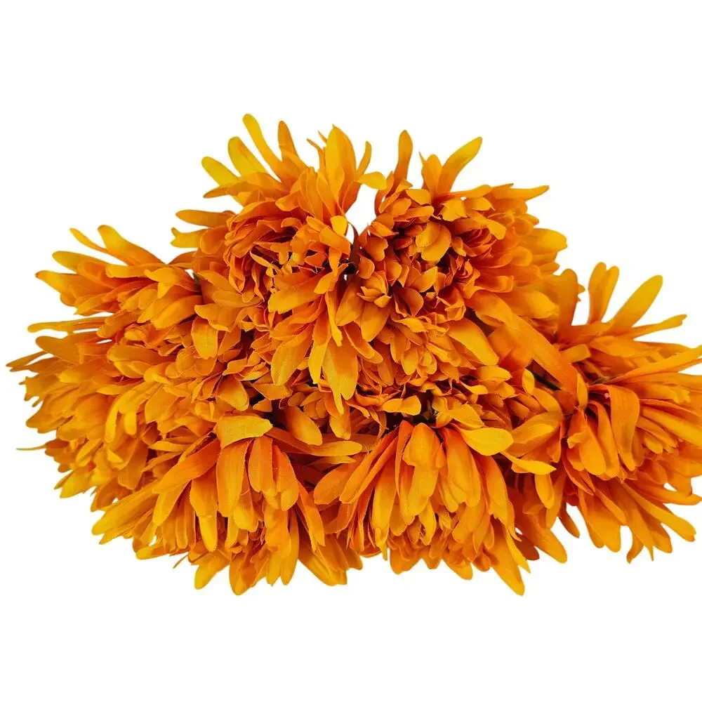 Artificial Fall Silk Flower Stems 41pc Orange Yellow Rust Mum Daisy Floral Decor
